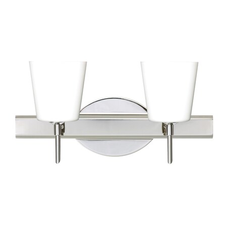 Besa Lighting Canto 5 Vanity, Opal Matte, Chrome Finish, 2x40W Halogen 2SW-513107-CR